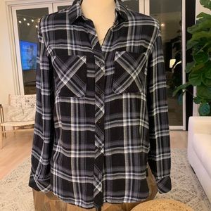 Bella Dahl XS blue plaid button down